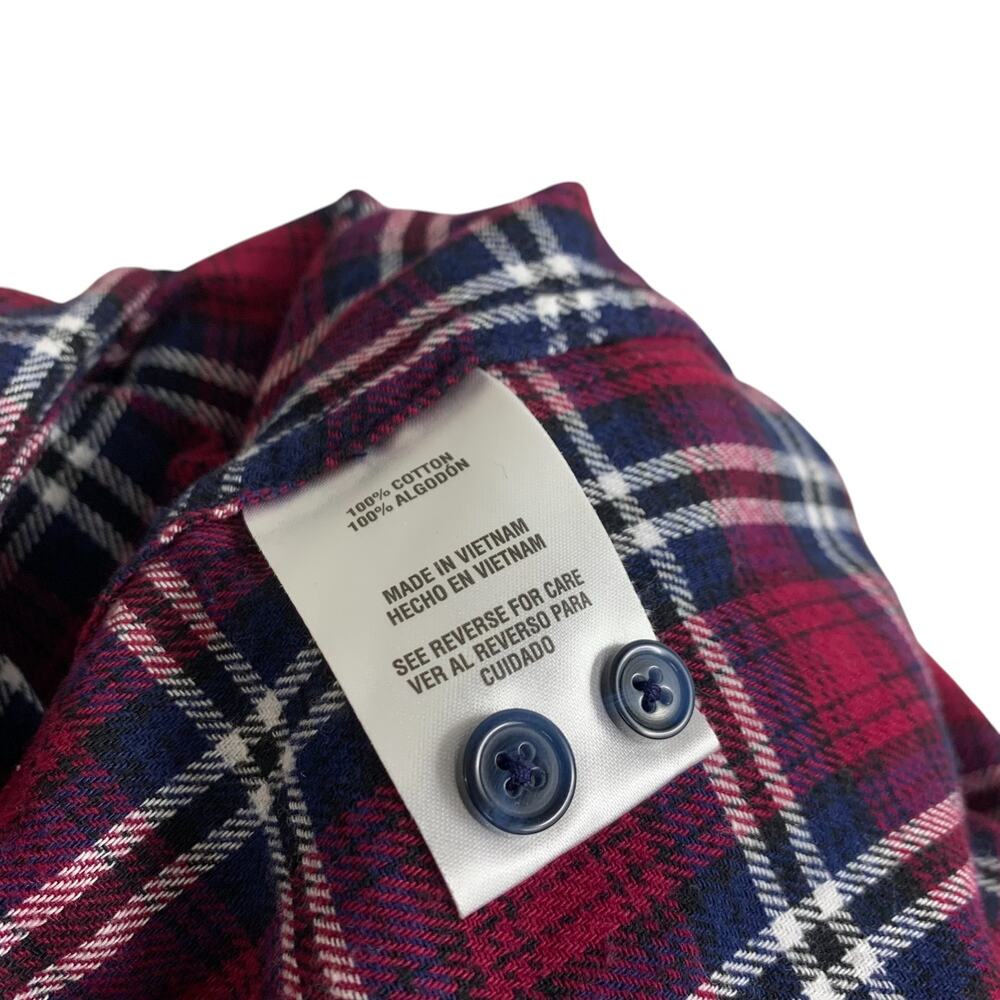 Woolrich Womens Flannel Shirt Size XL Red Violet Navy Plaid Cotton Button Up Top - Picture 7 of 8